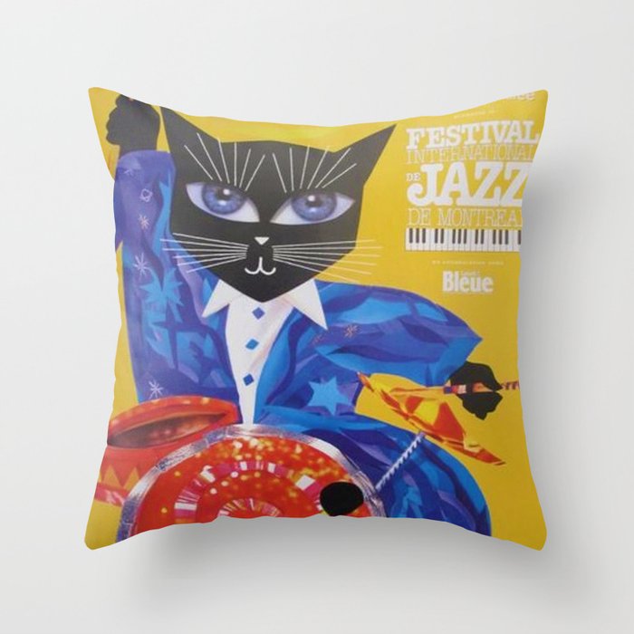 1994 Montreal Jazz Festival Cool Cat Poster No. 3 Gig Advertisement Throw Pillow Gallery Image 6