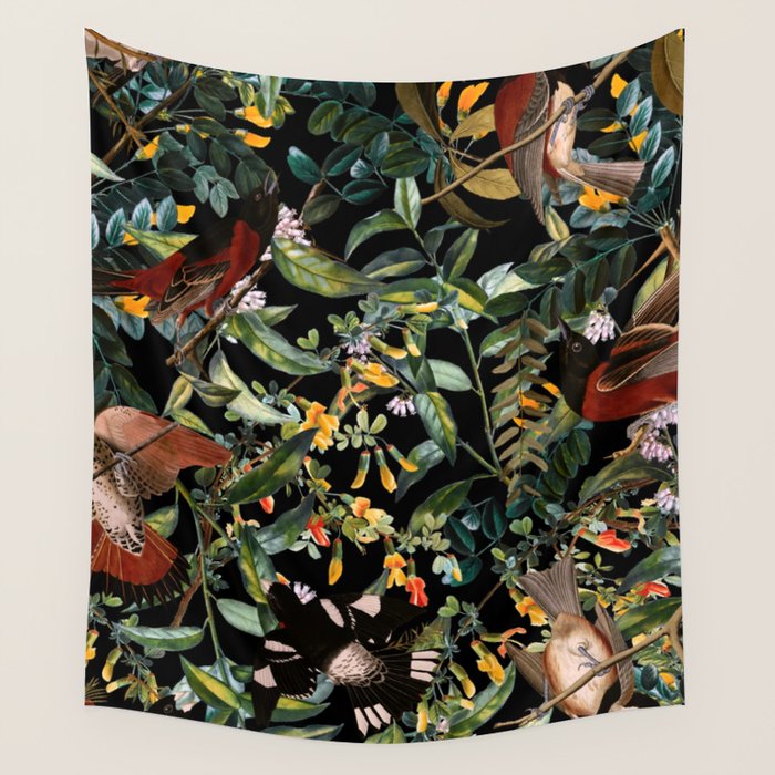 Floral and Birds XLIV Wall Tapestry Gallery Image 1
