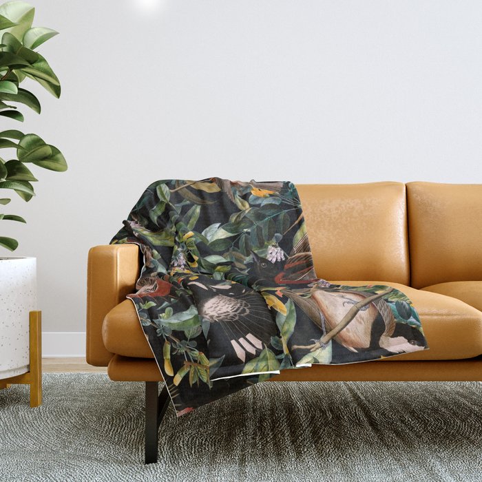 Floral and Birds XLIV Throw Blanket Gallery Image 1