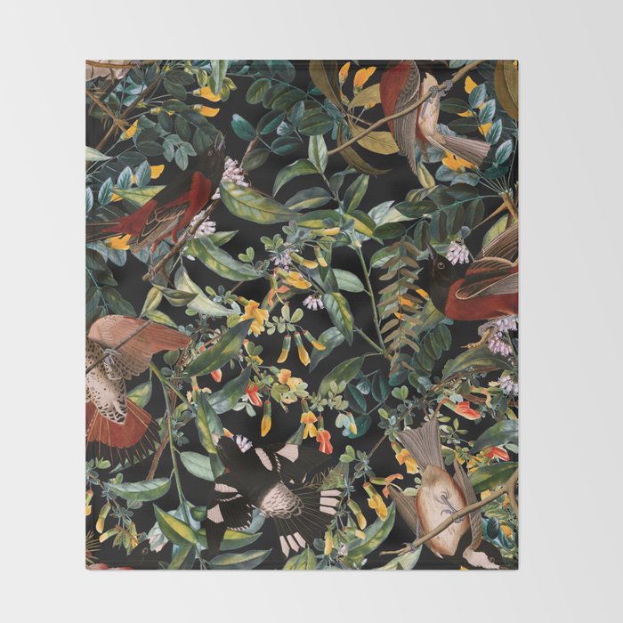 Floral and Birds XLIV Throw Blanket Gallery Image 2
