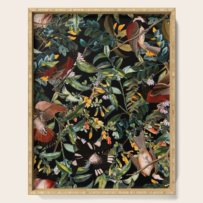 Floral and Birds XLIV Serving Tray Gallery Image 1