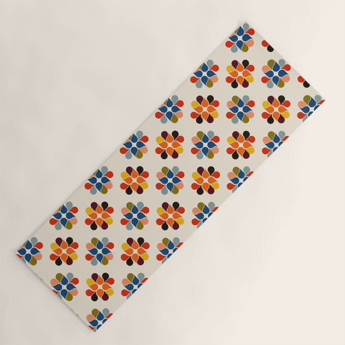 Mod Retro Floral Geometry in Multicolor Yoga Mat Gallery Image 1