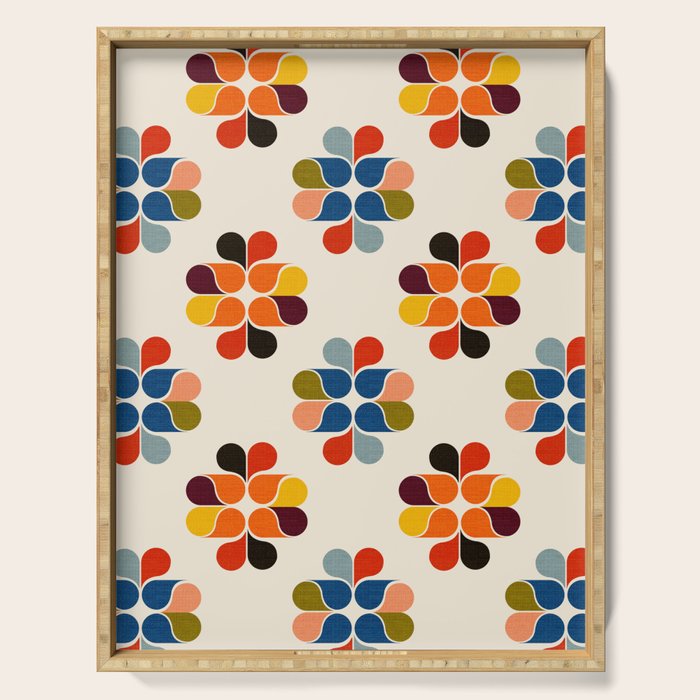 Mod Retro Floral Geometry in Multicolor Serving Tray Gallery Image 1