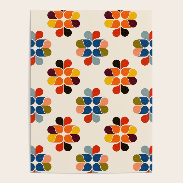 Mod Retro Floral Geometry in Multicolor Poster Gallery Image 1