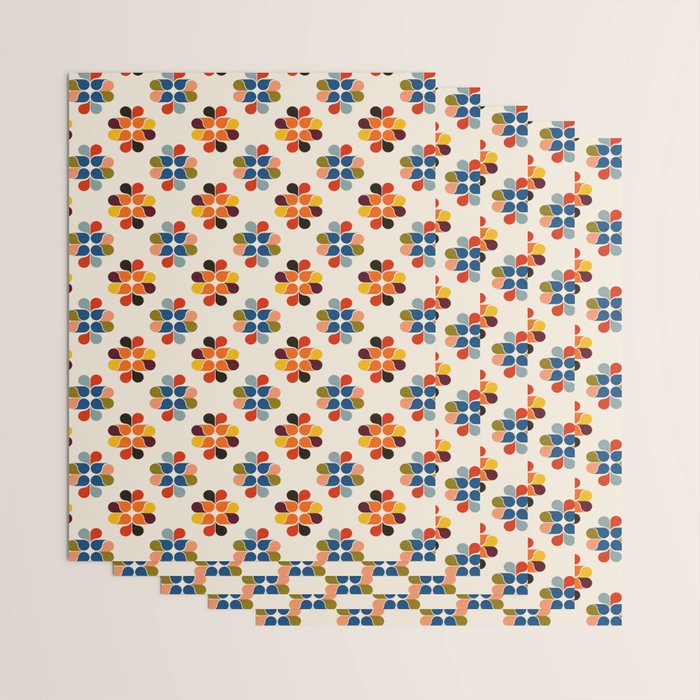 Mod Retro Floral Geometry in Multicolor Wrapping Paper Gallery Image 3