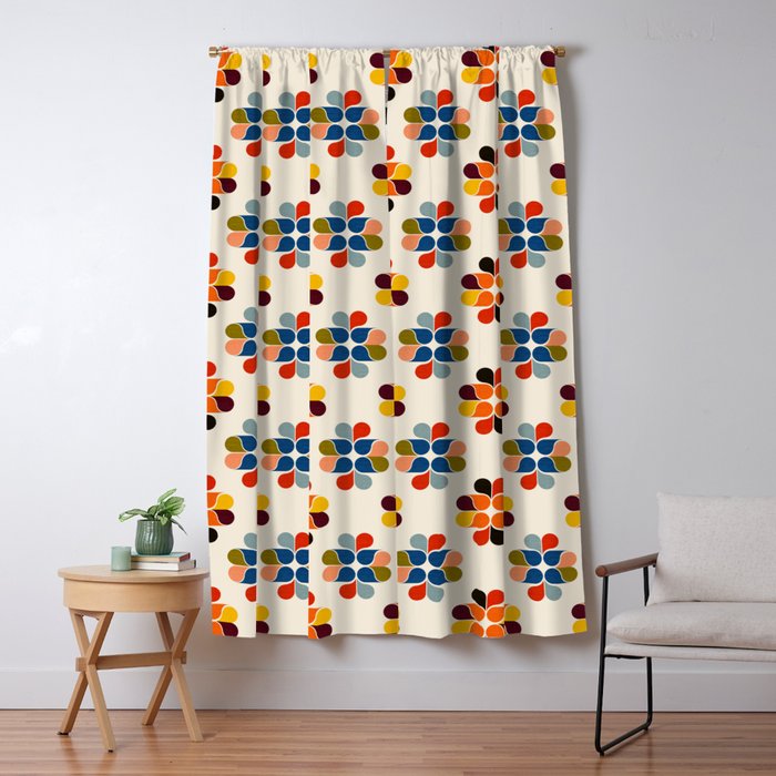 Mod Retro Floral Geometry in Multicolor Window Curtain Gallery Image 1