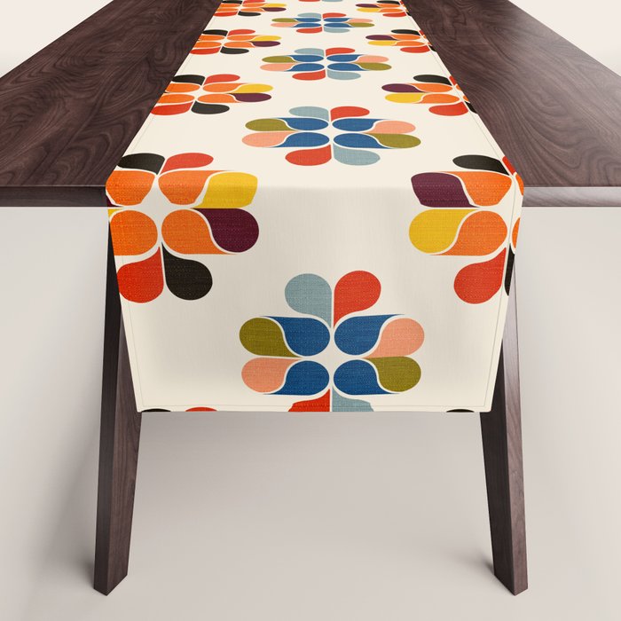 Mod Retro Floral Geometry in Multicolor Table Runner Gallery Image 1
