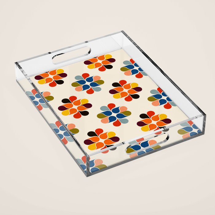 Mod Retro Floral Geometry in Multicolor Acrylic Tray Gallery Image 1