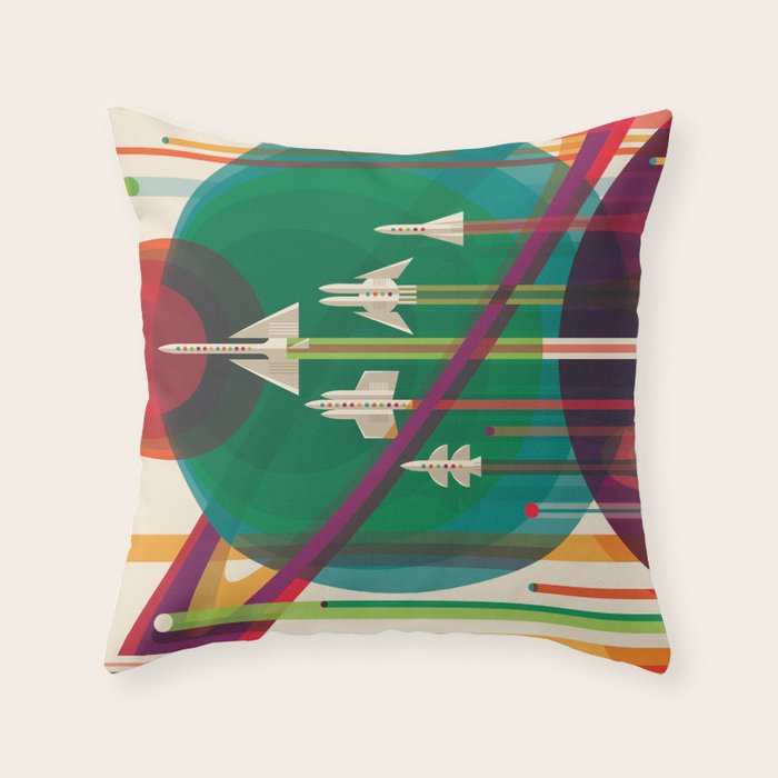 NASA Retro Space Travel Poster The Grand Tour Throw Pillow Gallery Image 6