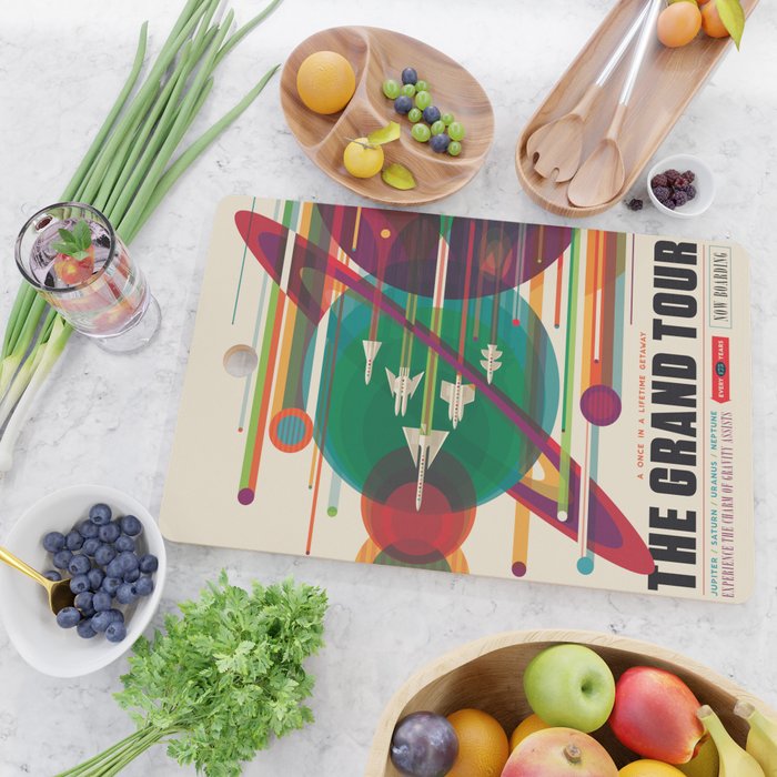 NASA Retro Space Travel Poster The Grand Tour Cutting Board Gallery Image 2