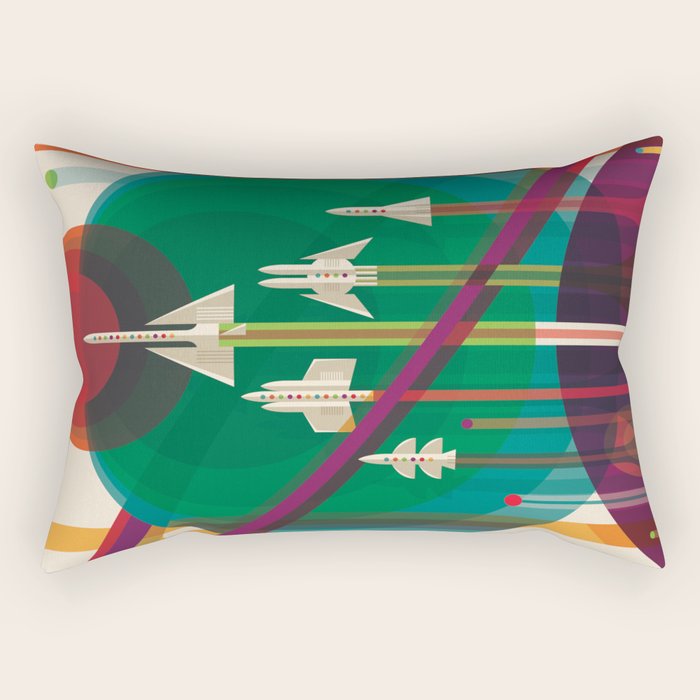 NASA Retro Space Travel Poster The Grand Tour Rectangular Pillow Gallery Image 1