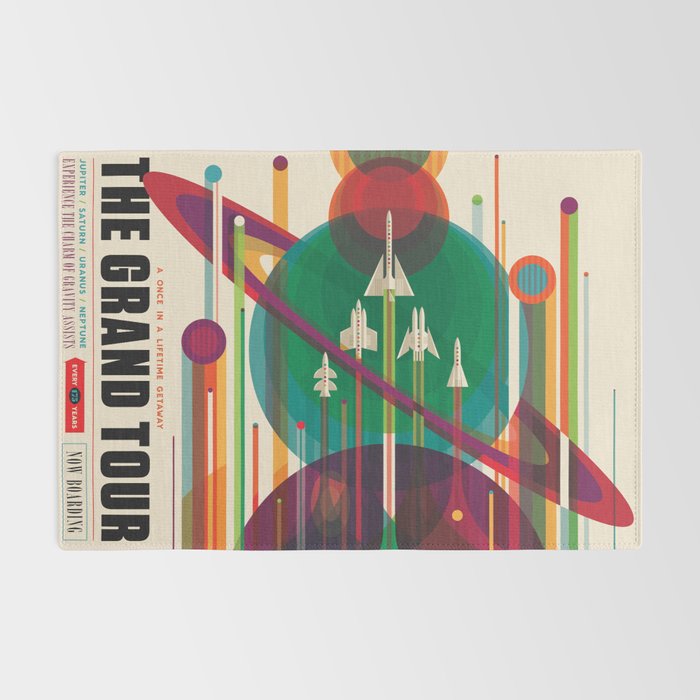 NASA Retro Space Travel Poster The Grand Tour Rug Gallery Image 2