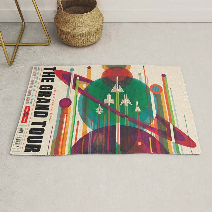 NASA Retro Space Travel Poster The Grand Tour Rug Gallery Image 1