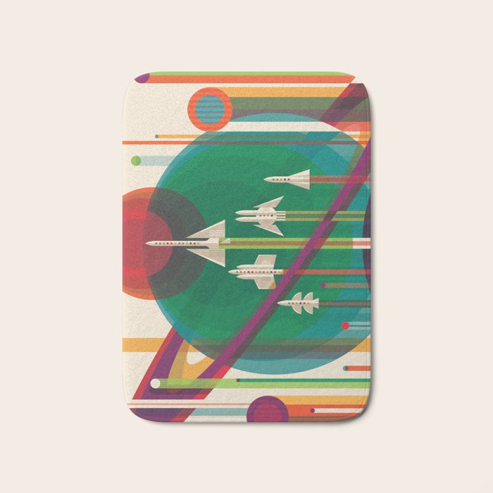 NASA Retro Space Travel Poster The Grand Tour Bath Mat Gallery Image 1