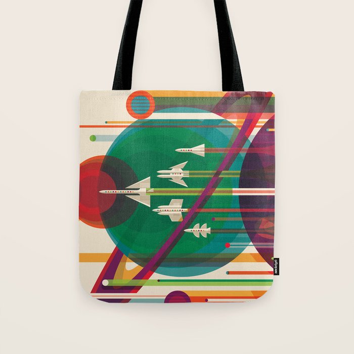 NASA Retro Space Travel Poster The Grand Tour Tote Bag Gallery Image 1