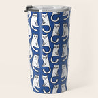 Cat friends, cute, funny, quirky cat drawing Travel Mug Gallery Image 3