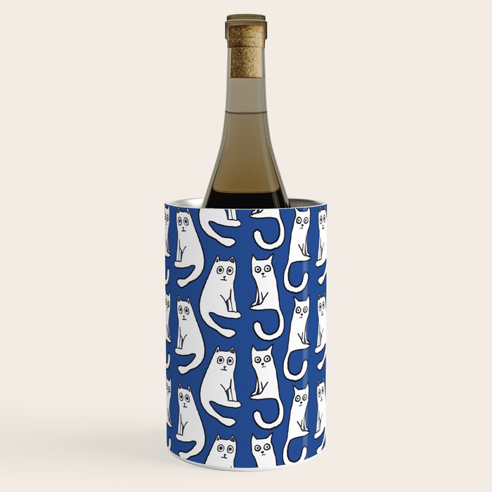 Cat friends, cute, funny, quirky cat drawing Wine Chiller Gallery Image 2