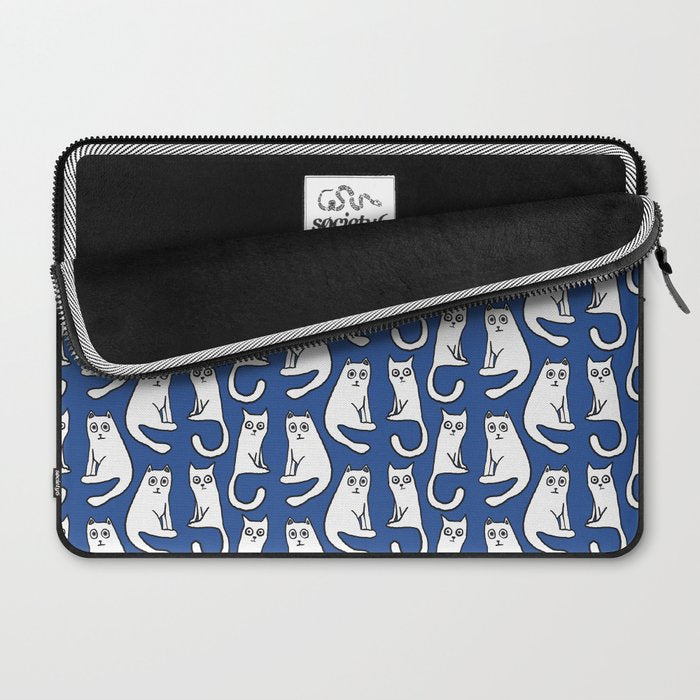 Cat friends, cute, funny, quirky cat drawing Laptop Sleeve Gallery Image 2