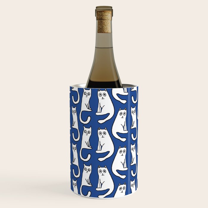 Cat friends, cute, funny, quirky cat drawing Wine Chiller Gallery Image 3