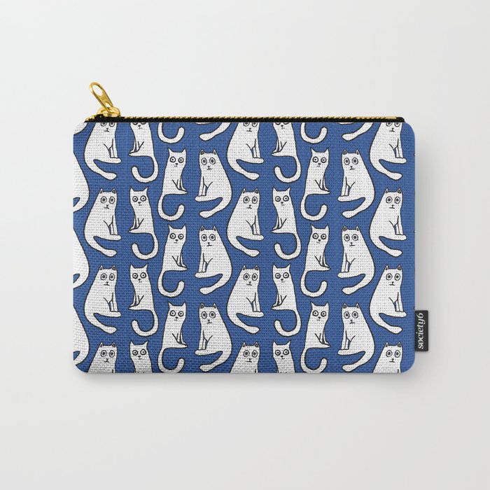 Cat friends, cute, funny, quirky cat drawing Carry All Pouch Gallery Image 1