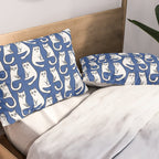 Cat friends, cute, funny, quirky cat drawing Pillow Sham Gallery Image 2