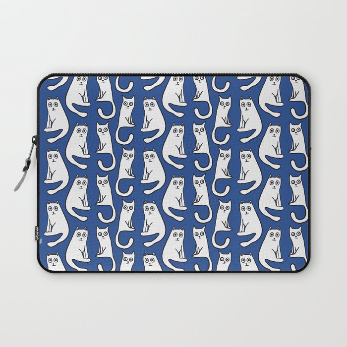Cat friends, cute, funny, quirky cat drawing Laptop Sleeve Gallery Image 1