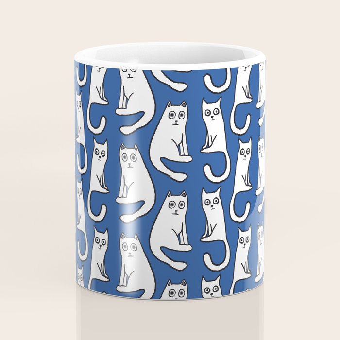 Cat friends, cute, funny, quirky cat drawing Coffee Mug Gallery Image 4