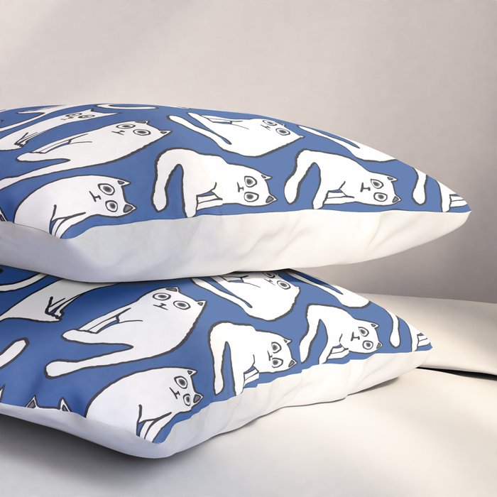 Cat friends, cute, funny, quirky cat drawing Pillow Sham Gallery Image 3