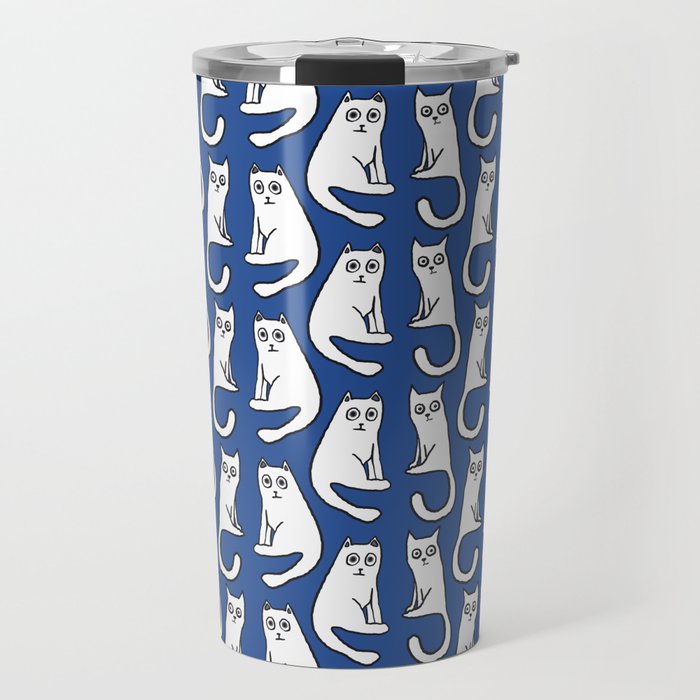 Cat friends, cute, funny, quirky cat drawing Travel Mug Gallery Image 1