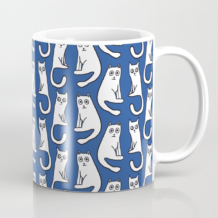 Cat friends, cute, funny, quirky cat drawing Coffee Mug Gallery Image 1