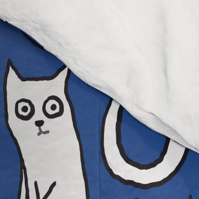Cat friends, cute, funny, quirky cat drawing Comforter Gallery Image 4