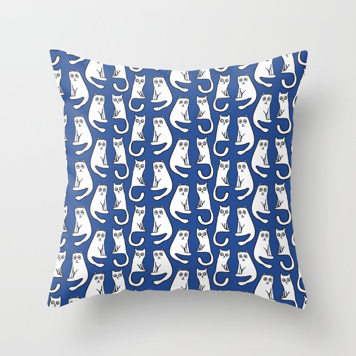 Cat friends, cute, funny, quirky cat drawing Throw Pillow Gallery Image 6