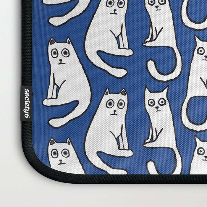 Cat friends, cute, funny, quirky cat drawing Laptop Sleeve Gallery Image 3