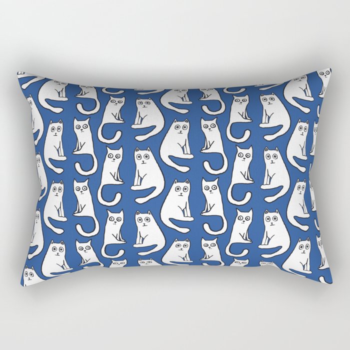 Cat friends, cute, funny, quirky cat drawing Rectangular Pillow Gallery Image 2