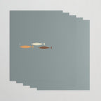 Fish Trio - Minimalist Mid-Century Slate Blue Orange Brown Cream Wrapping Paper Gallery Image 3