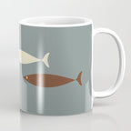 Fish Trio - Minimalist Mid-Century Slate Blue Orange Brown Cream Coffee Mug Gallery Image 1