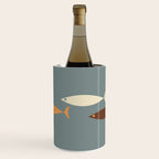 Fish Trio - Minimalist Mid-Century Slate Blue Orange Brown Cream Wine Chiller Gallery Image 1