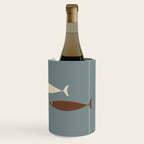 Fish Trio - Minimalist Mid-Century Slate Blue Orange Brown Cream Wine Chiller Gallery Image 3