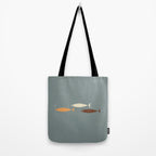 Fish Trio - Minimalist Mid-Century Slate Blue Orange Brown Cream Tote Bag Gallery Image 2