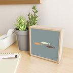 Fish Trio - Minimalist Mid-Century Slate Blue Orange Brown Cream Mini Art Print Gallery Image 2