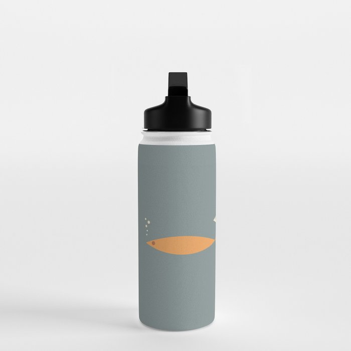 Fish Trio - Minimalist Mid-Century Slate Blue Orange Brown Cream Water Bottle Gallery Image 3