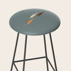 Fish Trio - Minimalist Mid-Century Slate Blue Orange Brown Cream Stool Gallery Image 2