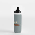 Fish Trio - Minimalist Mid-Century Slate Blue Orange Brown Cream Water Bottle Gallery Image 2