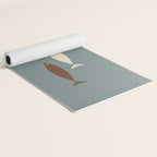 Fish Trio - Minimalist Mid-Century Slate Blue Orange Brown Cream Yoga Mat Gallery Image 2
