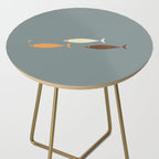 Fish Trio - Minimalist Mid-Century Slate Blue Orange Brown Cream Side Table Gallery Image 2