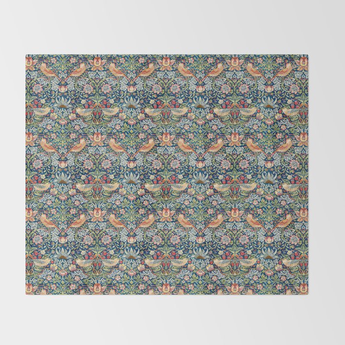 Strawberry Thief by William Morris Throw Blanket Gallery Image 2