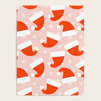 Red Santa Hats & Snowflakes on Linen Pink - Modern Festive Pattern Poster Gallery Image 4