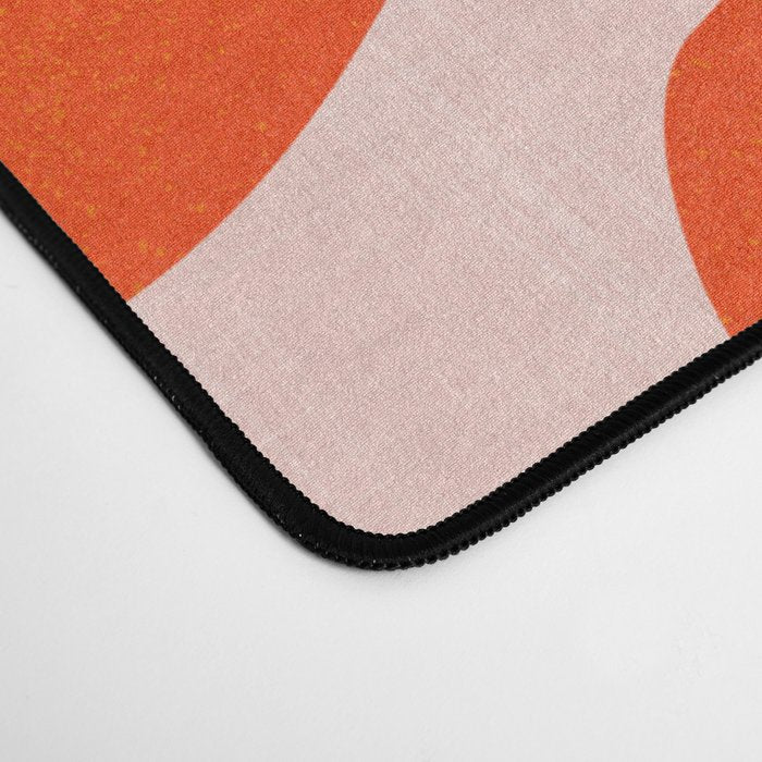 Red Santa Hats & Snowflakes on Linen Pink - Modern Festive Pattern Desk Mat Gallery Image 4