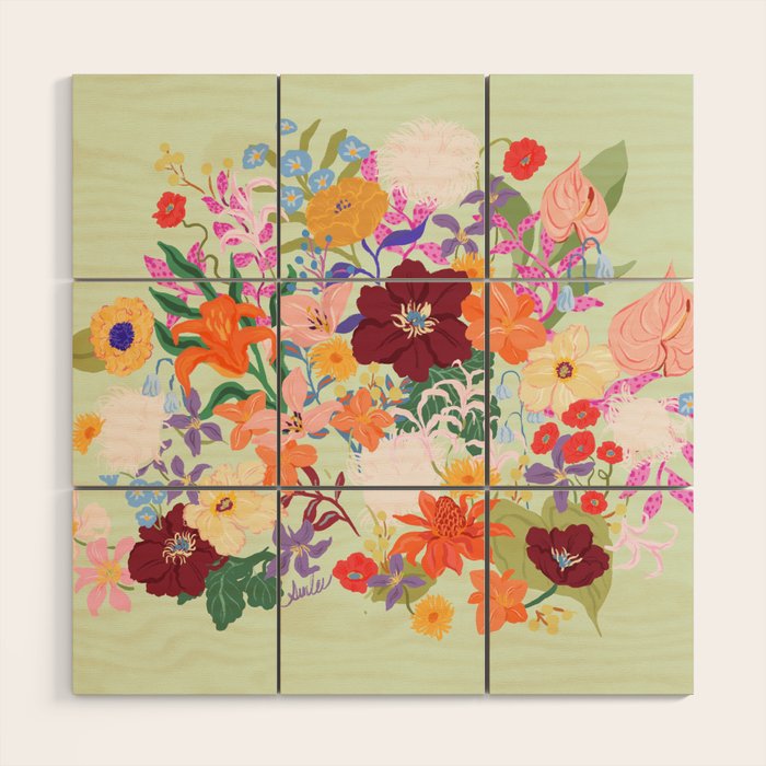 Splendid Flowers Wood Wall Art Gallery Image 1