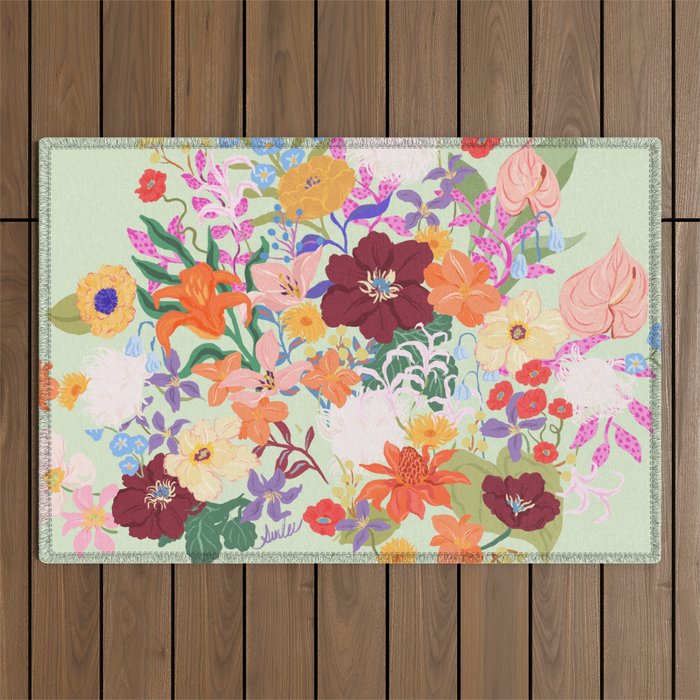 Splendid Flowers Outdoor Rug Gallery Image 1
